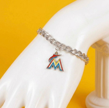 Miami Marlins Logo Bracelet - 7.25" Chain
