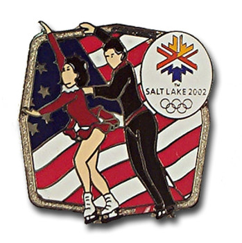 Salt Lake City 2002 Pairs Skating Patriotic Pin