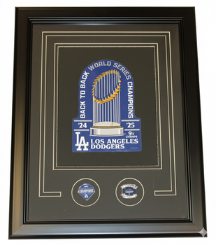 Los Angeles Dodgers 2025 Back-To Back World Series Champs 2-Pin Decal Framed Set