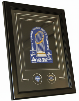 Los Angeles Dodgers 2025 Back-To Back World Series Champs 2-Pin Decal Framed Set