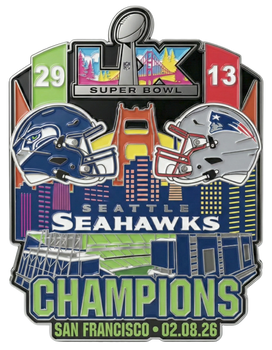 Super Bowl LX (60) Oversized Commemorative Pin - 3" One Piece - (Ships ≈ 5/1)