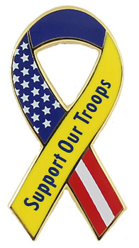 Support Our Troops Patriotic Ribbon Pin