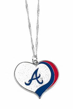 Atlanta Braves Glitter Heart Necklace