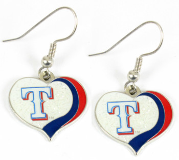 Texas Rangers Swirl Heart Earrings