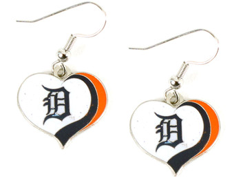 Detroit Tigers Swirl Heart Earrings