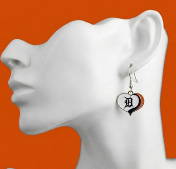 Detroit Tigers Swirl Heart Earrings