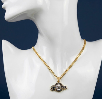 Milwaukee Brewers Logo Necklace - Gold