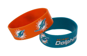 Miami Dolphins Wide Wristbands (2 Pack)