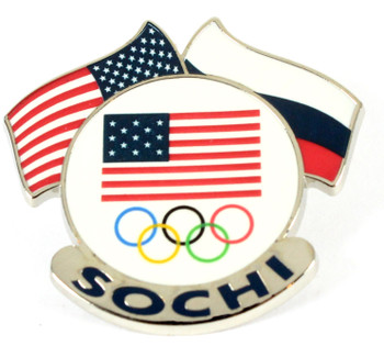 Sochi 2014 Olympics USA / Russia Dual Flags Pin