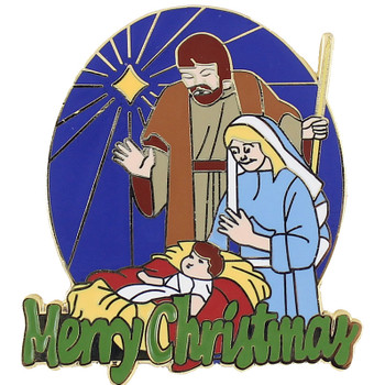 Merry Christmas Nativity Lapel Pin
