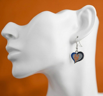 New York Mets Swirl Heart Earrings