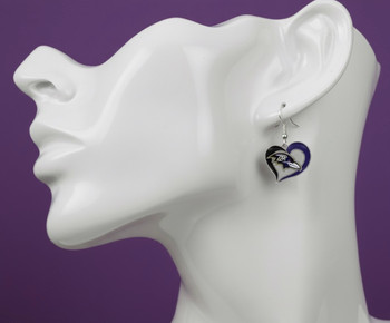 Baltimore Ravens Swirl Heart Earrings Baltimore Ravens Swirl Heart Earrings