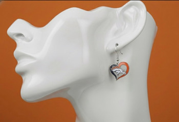 Denver Broncos Swirl Heart Earrings Denver Broncos Swirl Heart Earrings