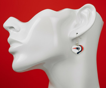 New England Patriots Glitter Heart Earrings New England Patriots Glitter Heart Earrings