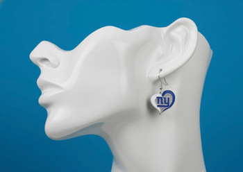 New York Giants Swirl Heart Earrings