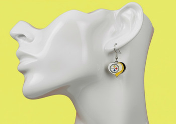 Pittsburgh Steelers Swirl Heart Earrings