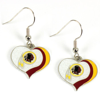 Washington Redskins Swirl Heart Earrings