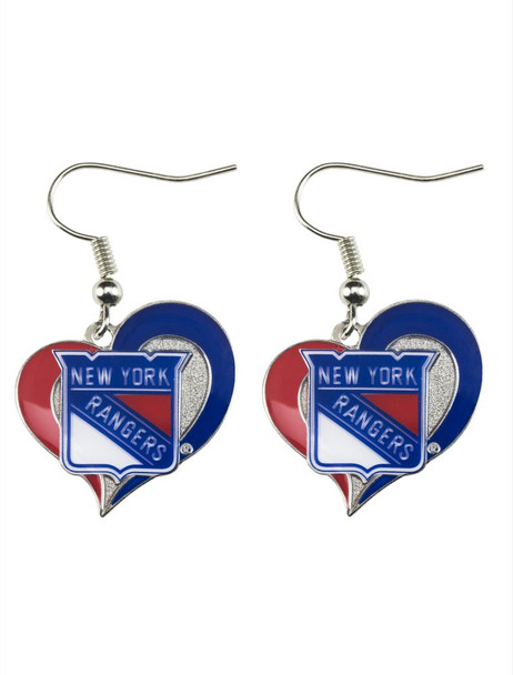 New York Rangers Swirl Heart Earrings