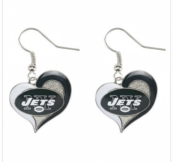 New York Jets Swirl Heart Earrings