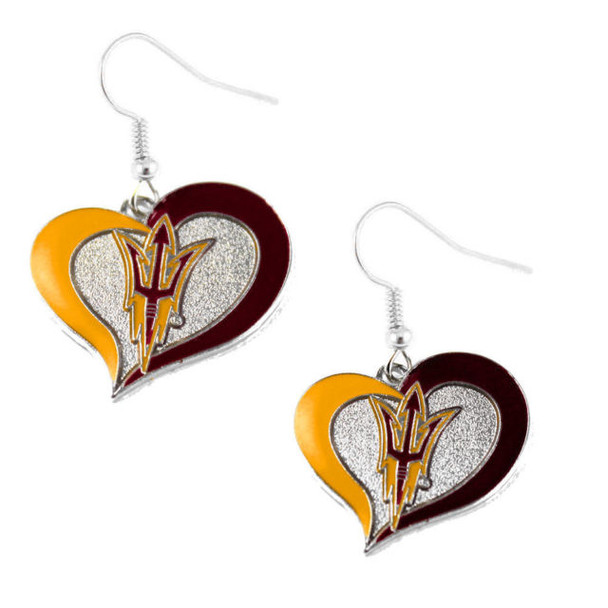 Arizona State Swirl Heart Earrings