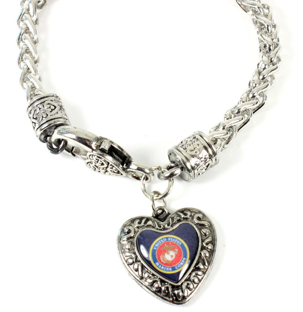Marines Charmed Heart Bracelet