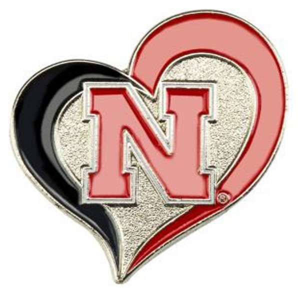 Nebraska Cornhuskers Swirl Heart Pin