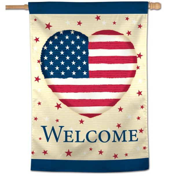 Welcome America Heart Vertical Flag - 28" x 40"