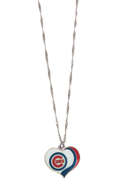 Chicago Cubs Glitter Heart Necklace