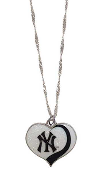New York Yankees Glitter Heart Necklace