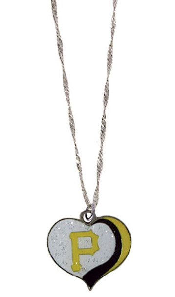 Pittsburgh Pirates Glitter Heart Necklace