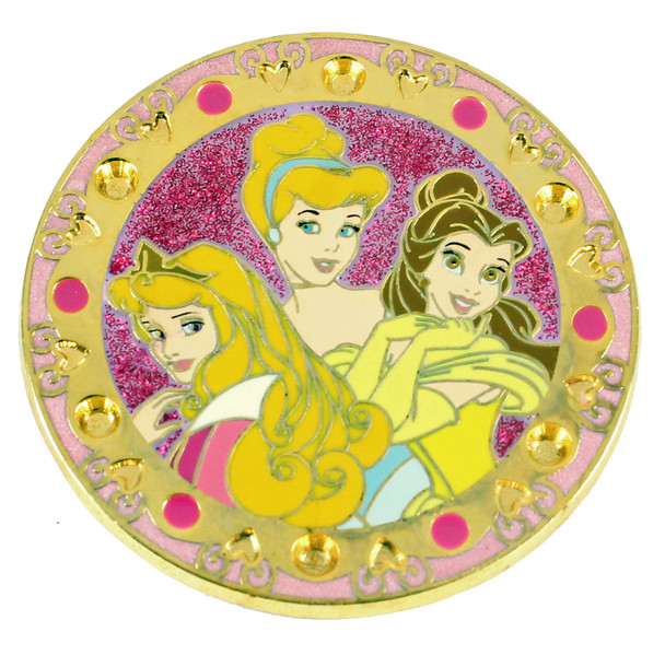 Cinderella, Belle and Sleeping Beauty Glitter and Gemstone Disney Pin