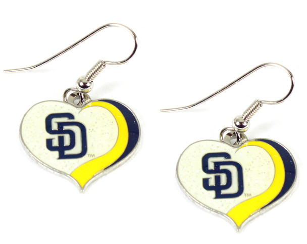 San Diego Padres Glitter Heart Earrings