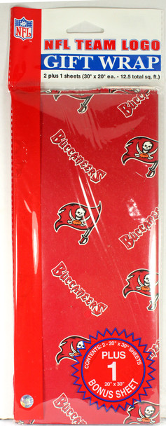 Tampa Bay Buccaneers Gift Wrapping Paper - 3 Sheets 30" x 20"