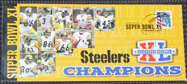 Pittsburgh Steelers Super Bowl XL Champs Envelope Cancelled by Detroit Post Office on Super Bowl Sunday