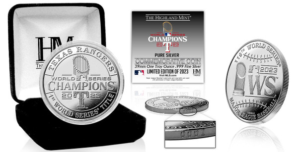 Texas Rangers 2023 World Series Champions 1oz .999 Pure Silver Coin - Limited 2,023