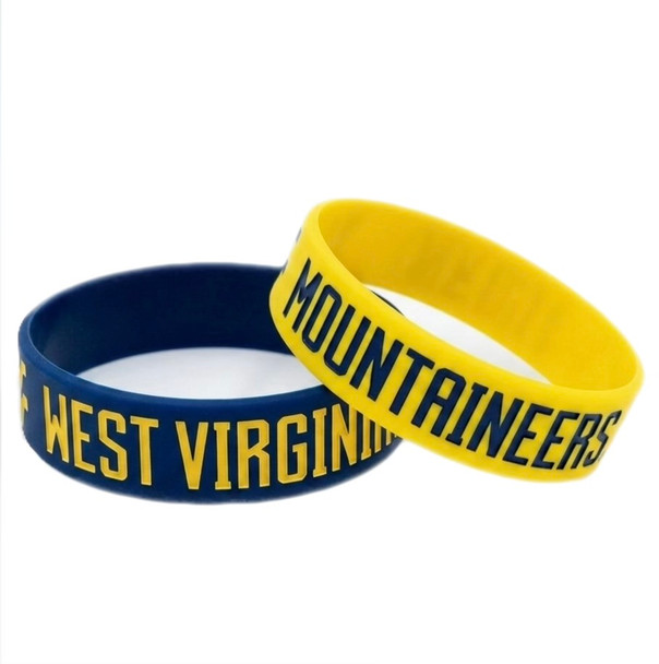 West Virginia Mountaineers Wide Wristbands (2 Pack)