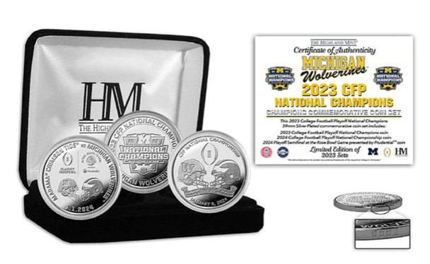 Michigan Wolverines 2023 CFP National Champions 3 Coin Silver Set - Limited 2,023
