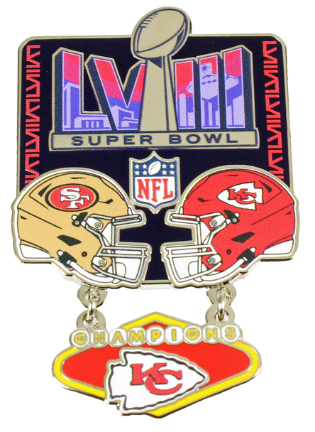 Super Bowl LVIII (58) Oversized Commemorative Pin - Dangler Style (Ships 5/1/24)