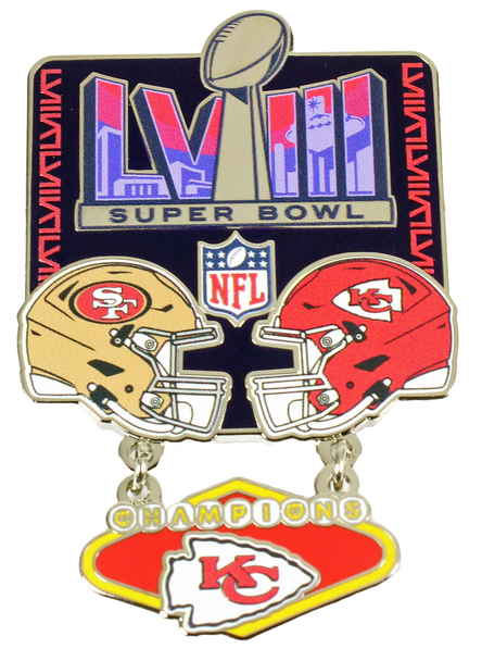 Super Bowl LVIII (58) Oversized Commemorative Pin - Dangler Style (Ships 5/1/24)