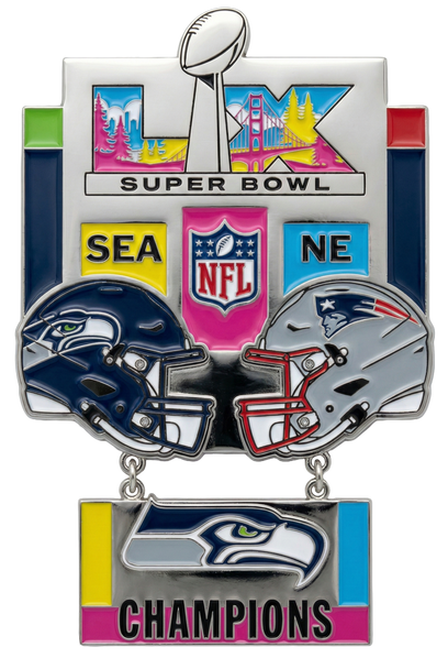Super Bowl LX (60) Oversized Commemorative Pin - Dangler Style