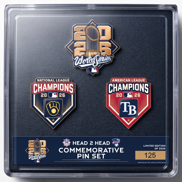 Milwaukee Brewers vs. Tampa Bay Rays 2026 World Series 3 Pin Set  - Limited 2026