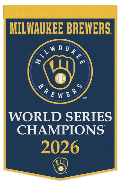 Milwaukee Brewers 2026 MLB World Series Champs Wool Banner 24"x38" (Ships 11/23)