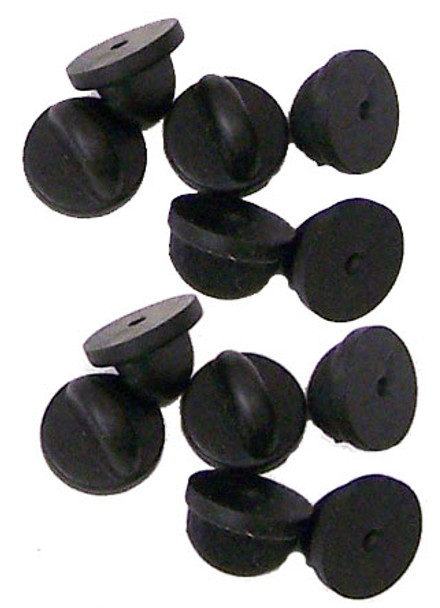 Black PVC Rubber Pin Backs - Set of 12