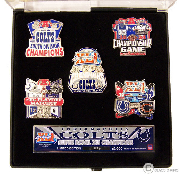 Super Bowl XLI (41) Indianapolis Colts Champs Pin Set - Limited 5,000