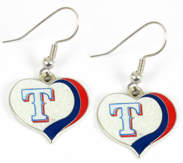 Texas Rangers Swirl Heart Earrings