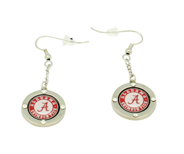 Alabama "A" Logo Circle Crystal Earrings