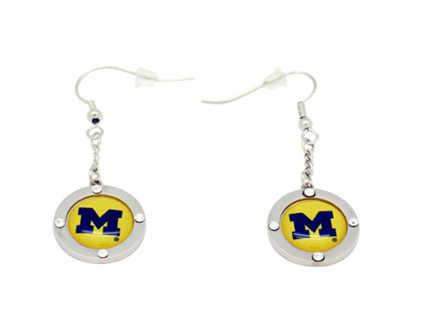 Michigan Team Circle Crystal Earrings