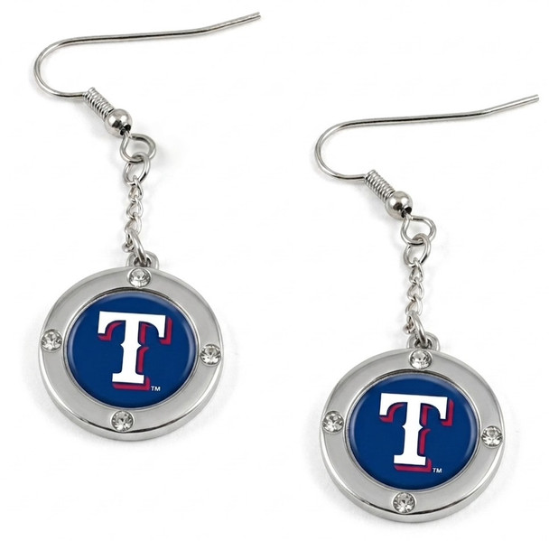 Texas Rangers Round Crystal Dangler Earrings