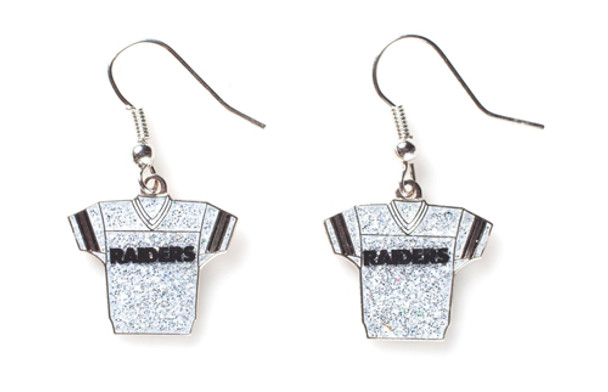 Oakland Raiders Jersey Glitter Dangler Earrings