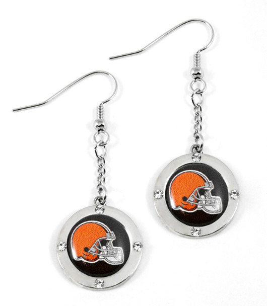 Cleveland Browns Round Crystal Dangler Earrings